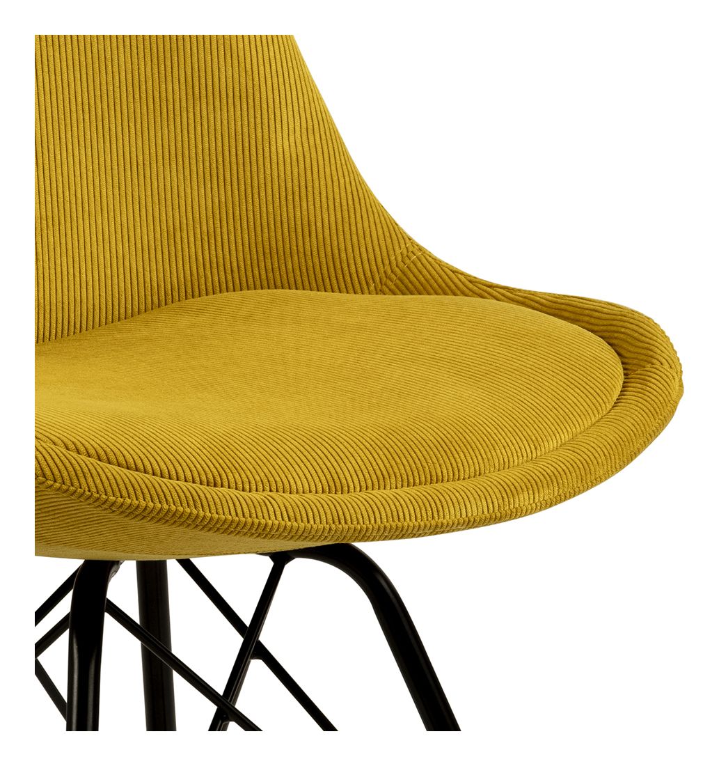 Eris Dining Chair, Yellow Fabric/Black Metal