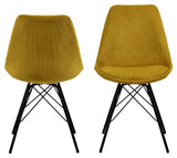 Eris Dining Chair, Yellow Fabric/Black Metal