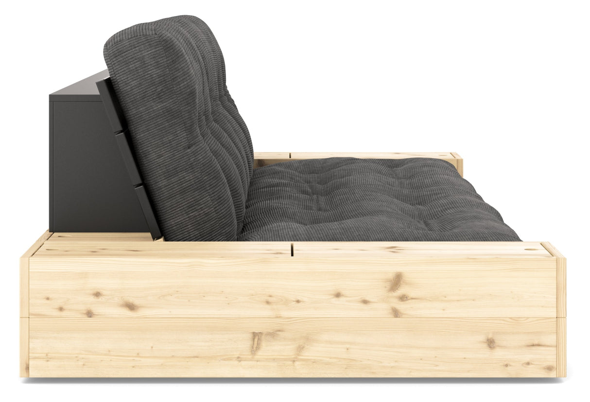 Base Sofa bed with Sideboxes, Charcoal/black