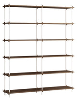 Shelving System, 2 bays, 12 shelves, H:200, Smoked Oak/White