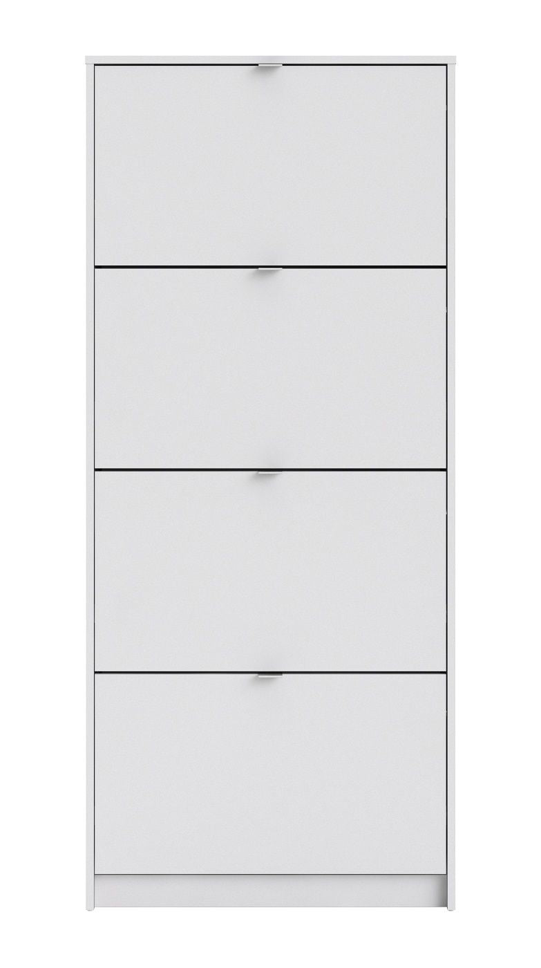 Shoes Shoe Cabinet 4 folding doors with 2 compartments - White