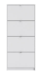 Shoes Shoe Cabinet 4 folding doors with 2 compartments - White