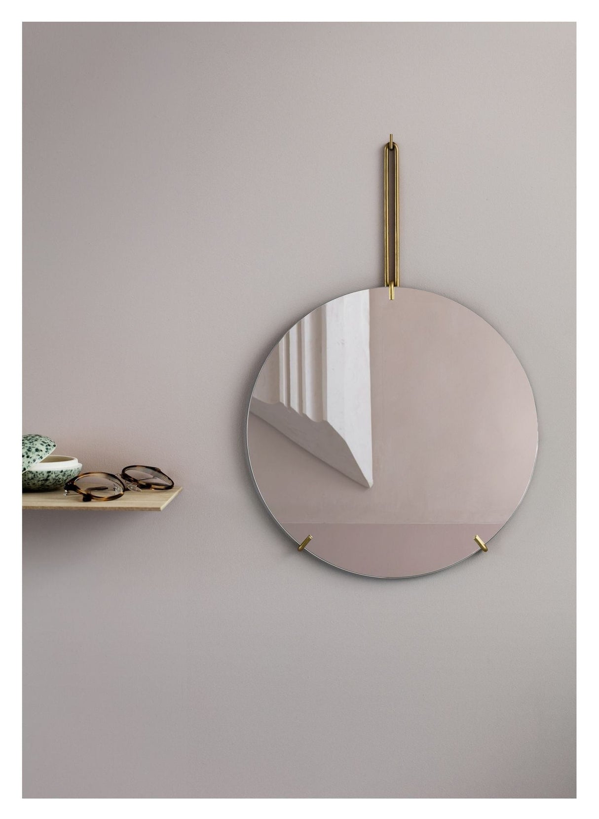 Wall mirror, Ø30, Brass