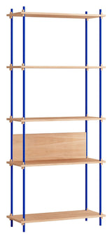 Shelving System, 1 bay, 5 shelves, H:200, Oak/Blue