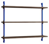 Wall Shelving, 1 bay, 3 shelves, H:65, Smoked Oak/Blue