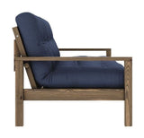 Knob Sofa bed, Brown lacquered pine, Navy