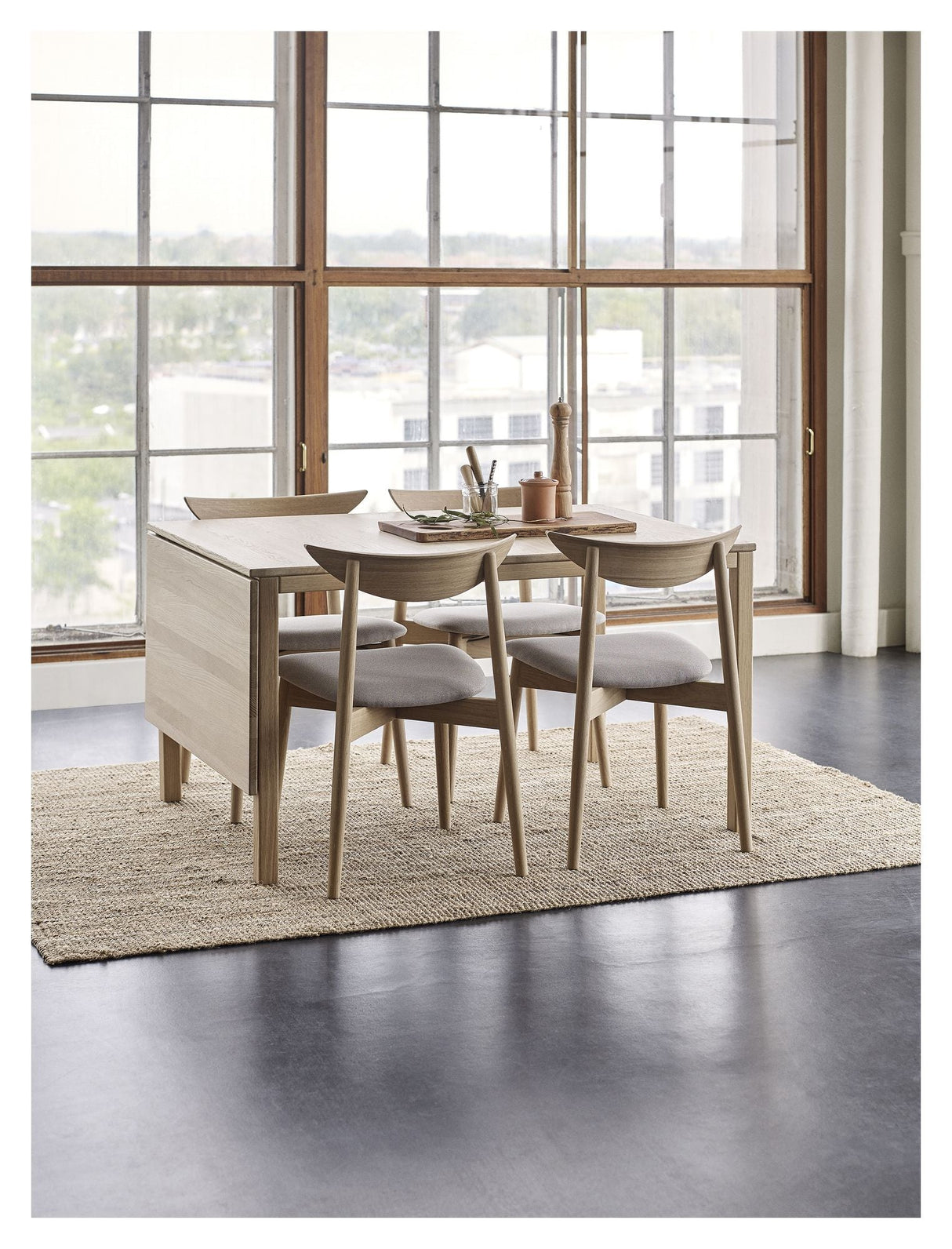 Symphony Dining chair with gray fabric, White oak