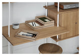 Shelving System with desk and cabinet, 2 bays, 4 shelves, H:200, Oak/White