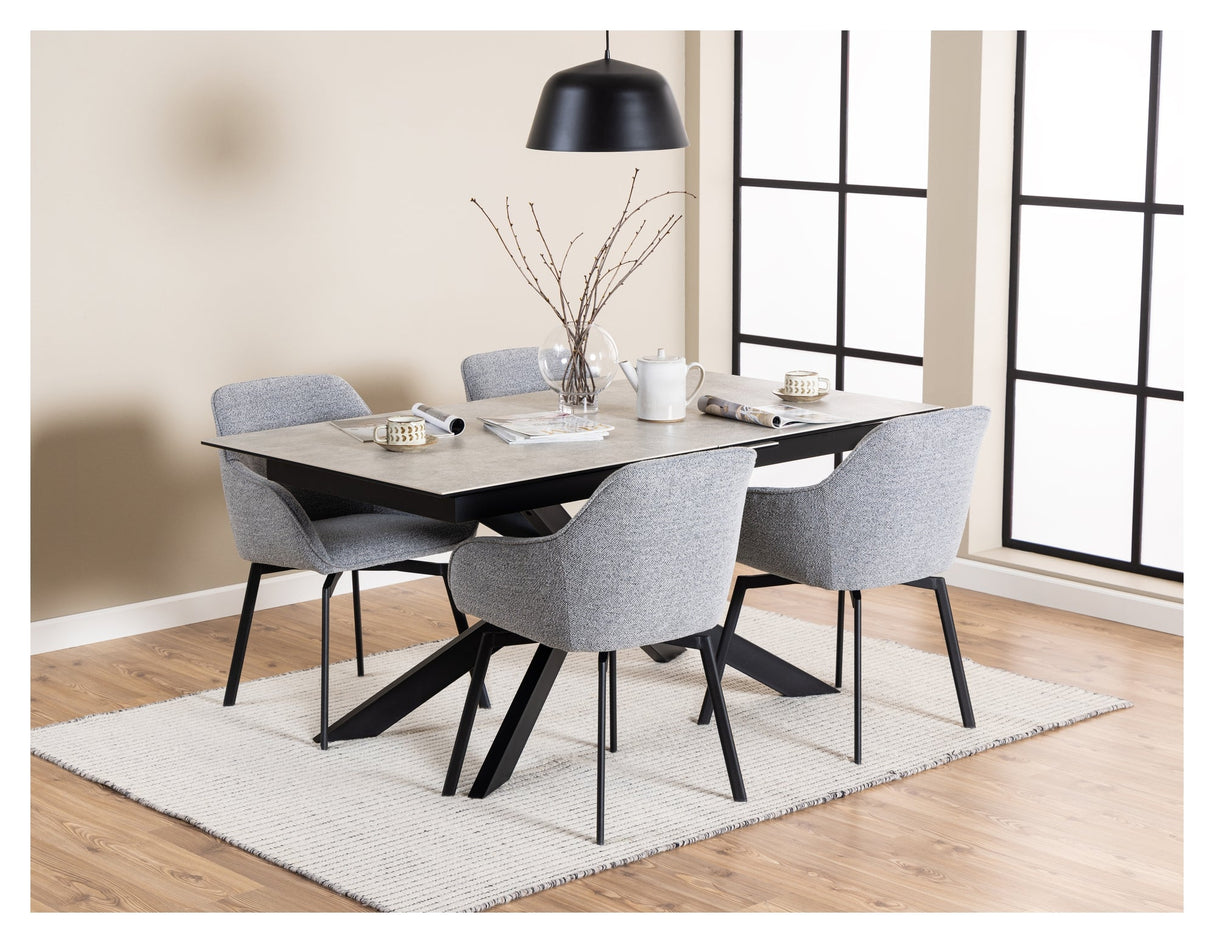 Irwine, dining table 168/210cm - gray