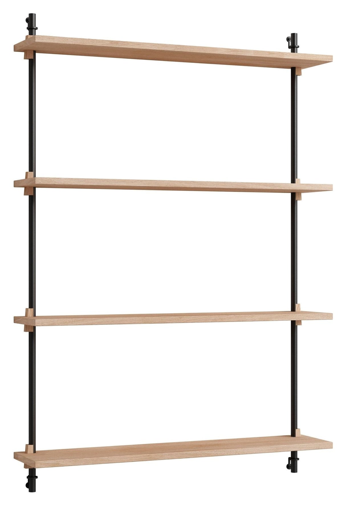 Wall Shelving, 1 bay, 4 shelves, H:115, Oak/Black