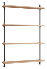 Wall Shelving, 1 bay, 4 shelves, H:115, Oak/Black