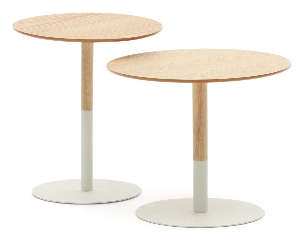 Watse side tables, Set of 2, Oak veneer, Ø40/48