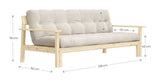 Unwind Sofa Bed, Lacquered Pine, Brown Velvet