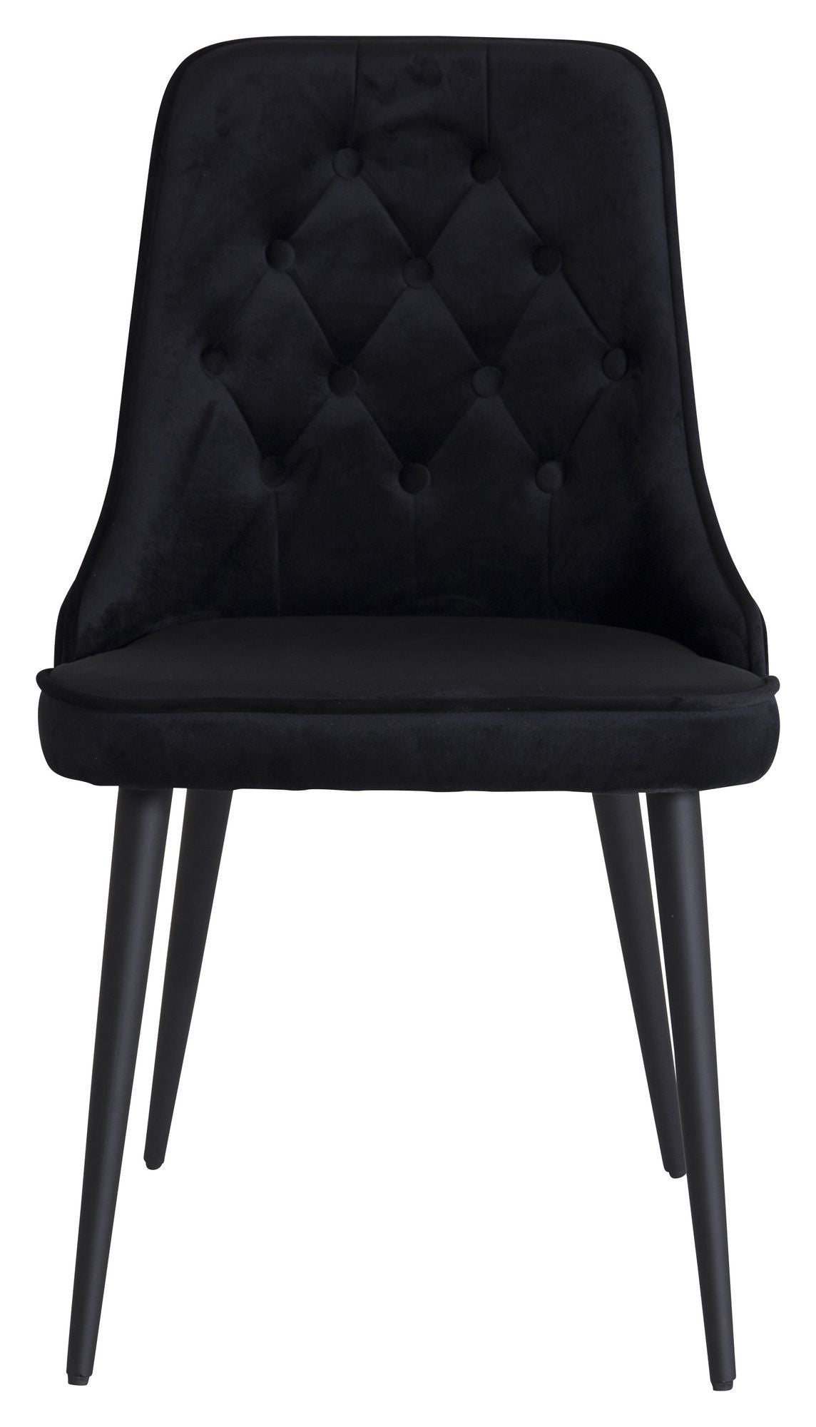 Velvet Dining chair with square backrest, Black Velvet