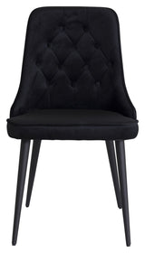 Velvet Dining chair with square backrest, Black Velvet