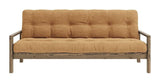 Knob Sofa bed, Brown lacquered pine, Brown velvet