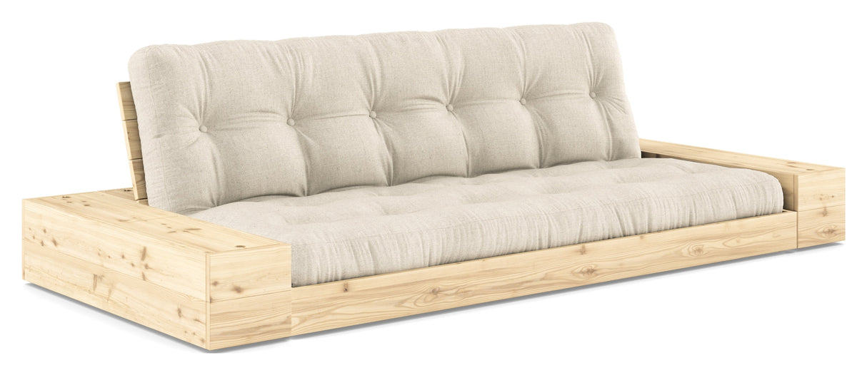 Base Sofa bed with Sideboxes, Linen/nature