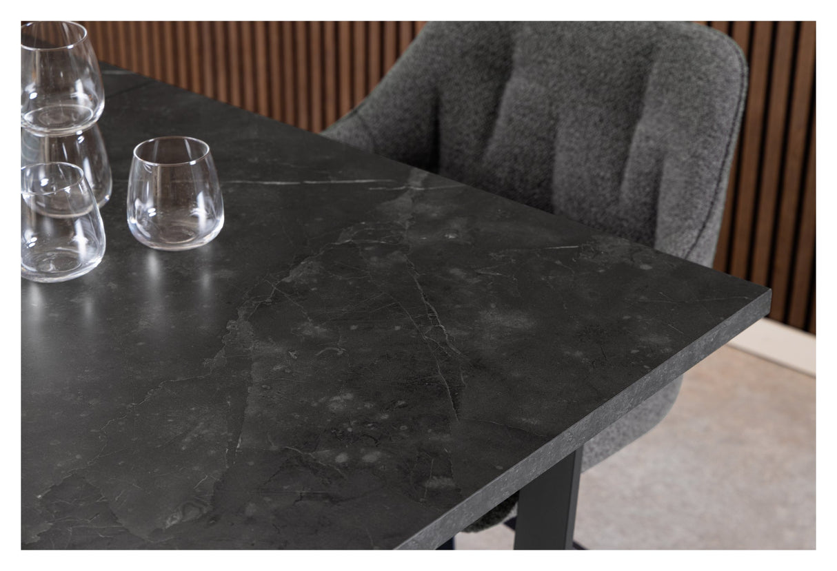 Amble, dining table 160/220cm- black marble