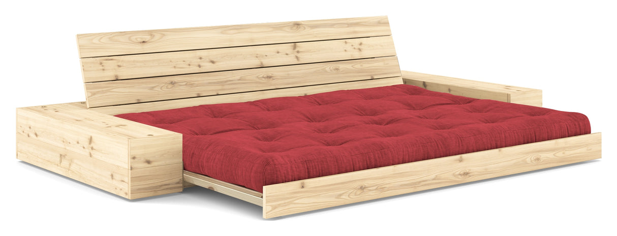 Base Sofa bed with Sideboxes, Ruby Red/nature