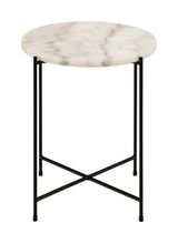 Avila Side table in polished white Guangxi marble, Ø42