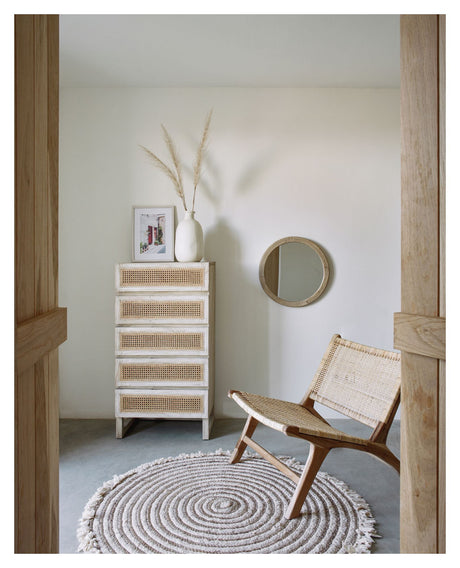 Alum Mirror with wooden frame, Ø50