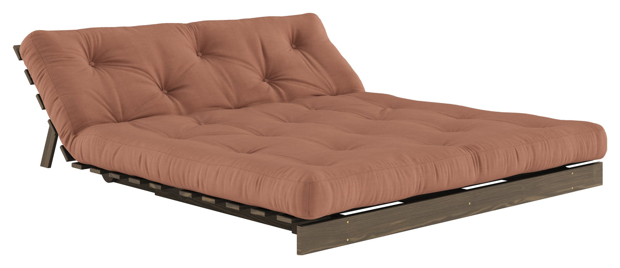 Roots 160 Sofa bed, Brown lacquered pine, Clay Brown