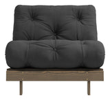 Roots 90 Sofa bed, Brown lacquered pine, Dark Gray