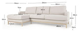 Mihaela 3-pers. Sofa with left-facing chaise longue, White fleece