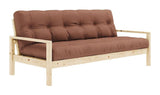 Knob Sofa bed, Lacquered Pine, Clay Brown