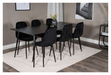 Polar Diamond Dining chair, Black velvet with black metal legs