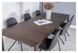 Slider Dining table w. extension, Smoked oak with 6 Polar chairs w. spin, Black PU