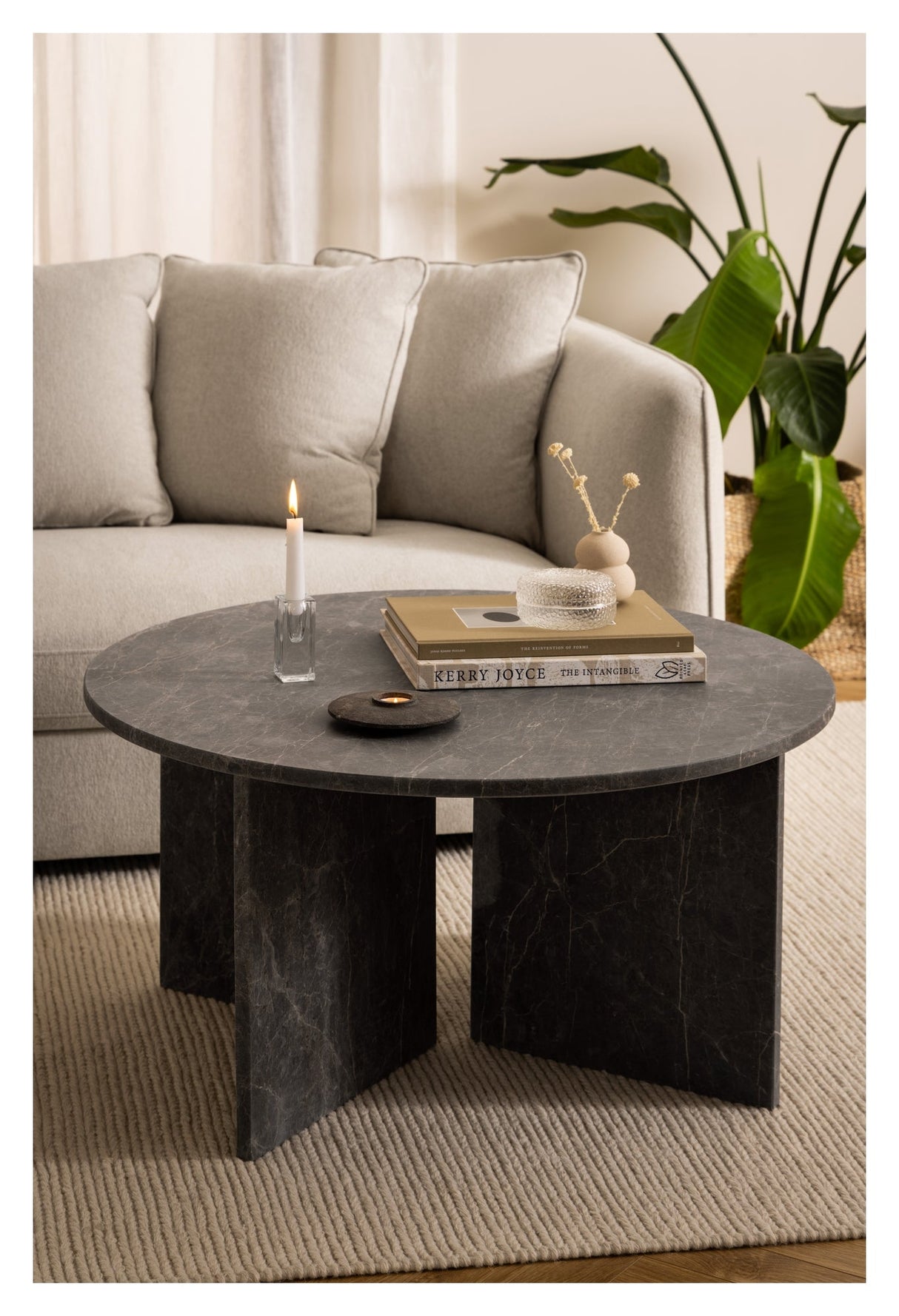 Vega, coffee table Ø90 - brown/gray