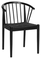 Lindeberg Dining chair with black braid, Black lacquered beech