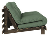 Roots 160 Sofa bed, Brown lacquered pine, Olive Green