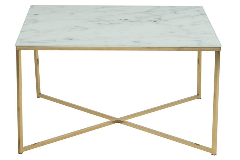 Filippa Coffee table 80x80 w/frosted white marble print