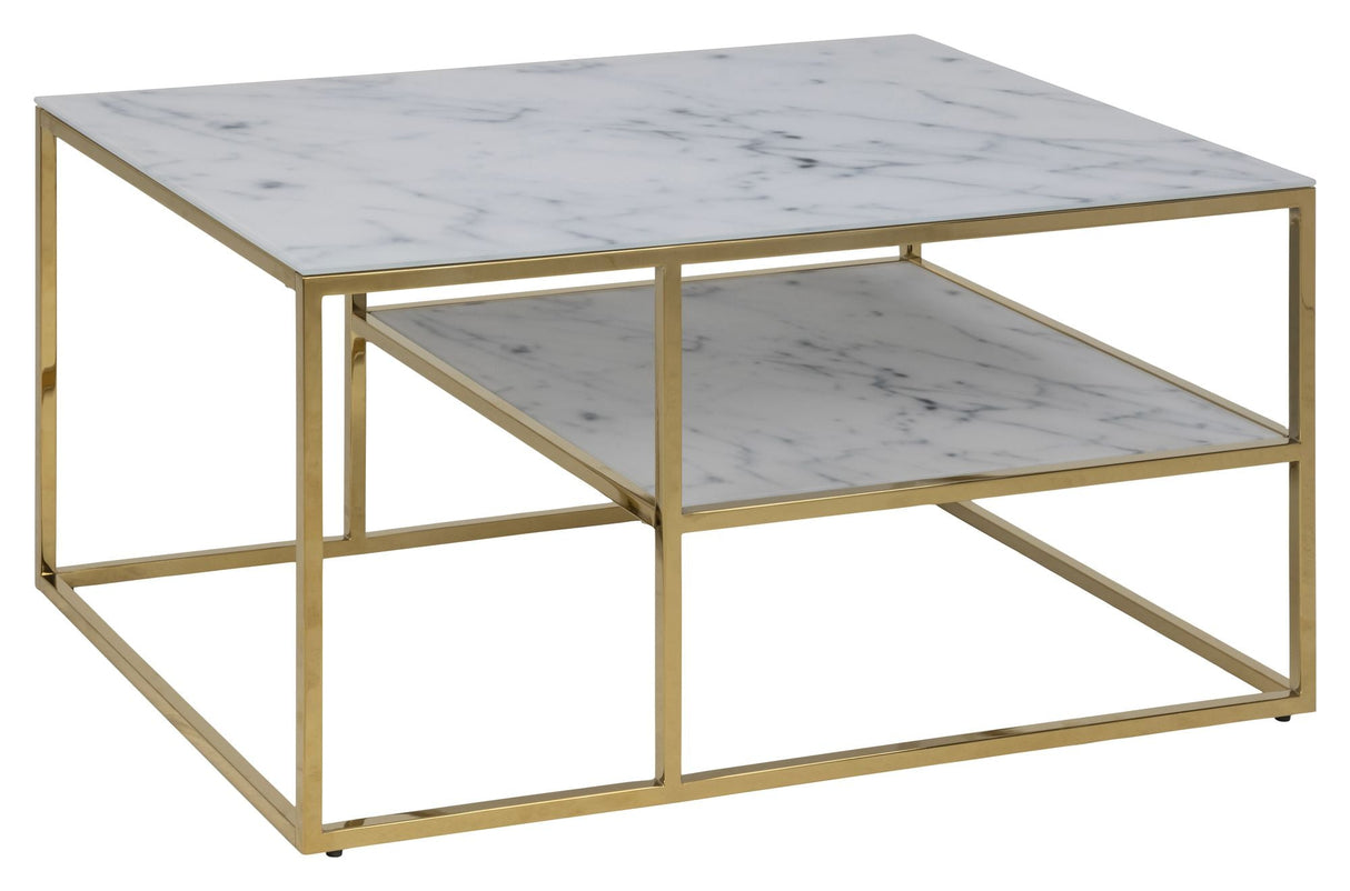 Filippa Coffee Table 90x60, White Marble Print/Gold