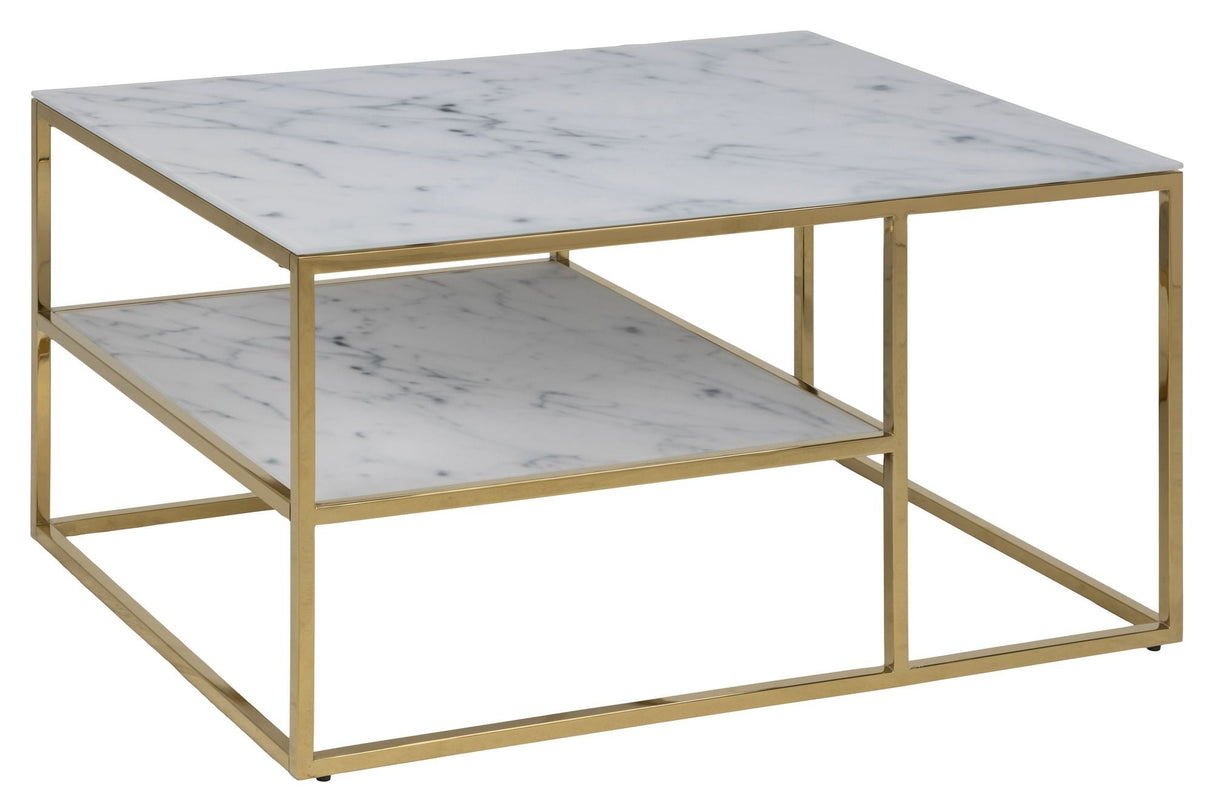 Filippa Coffee Table 90x60, White Marble Print/Gold