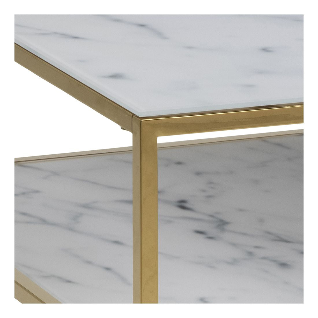 Filippa Coffee Table 90x60, White Marble Print/Gold