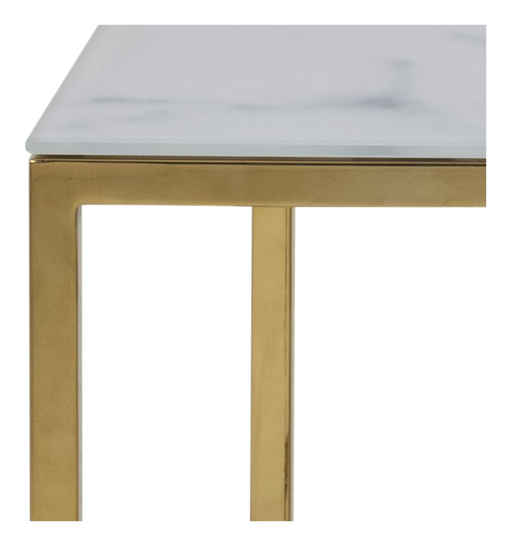 Filippa Coffee Table 90x60, White Marble Print/Gold