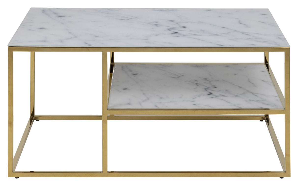 Filippa Coffee Table 90x60, White Marble Print/Gold