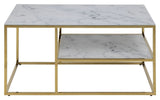 Filippa Coffee Table 90x60, White Marble Print/Gold