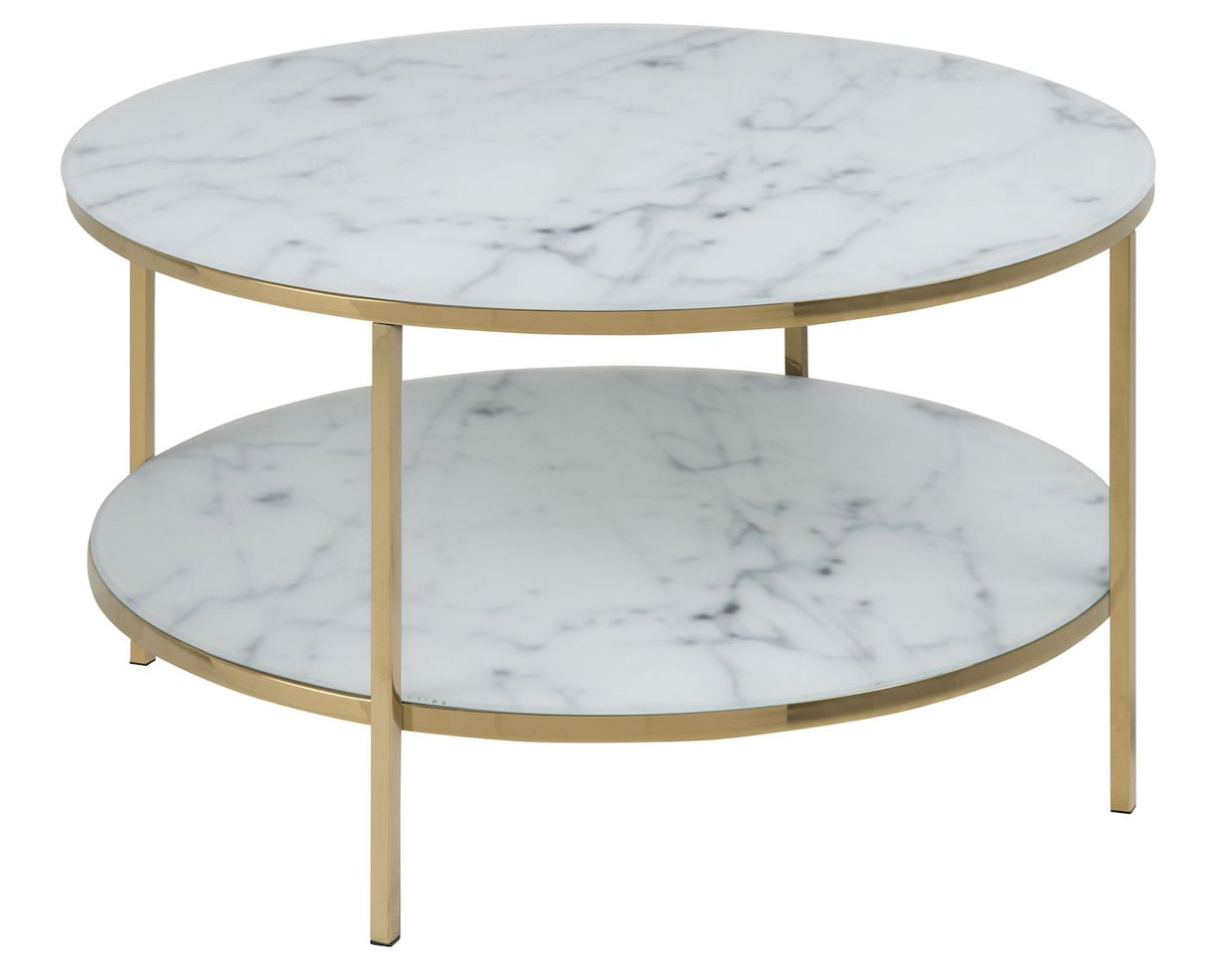 Filippa Coffee table, tempered glass, white marble look