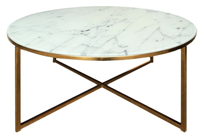 Filippa Coffee table in white w/golden frame Ø80