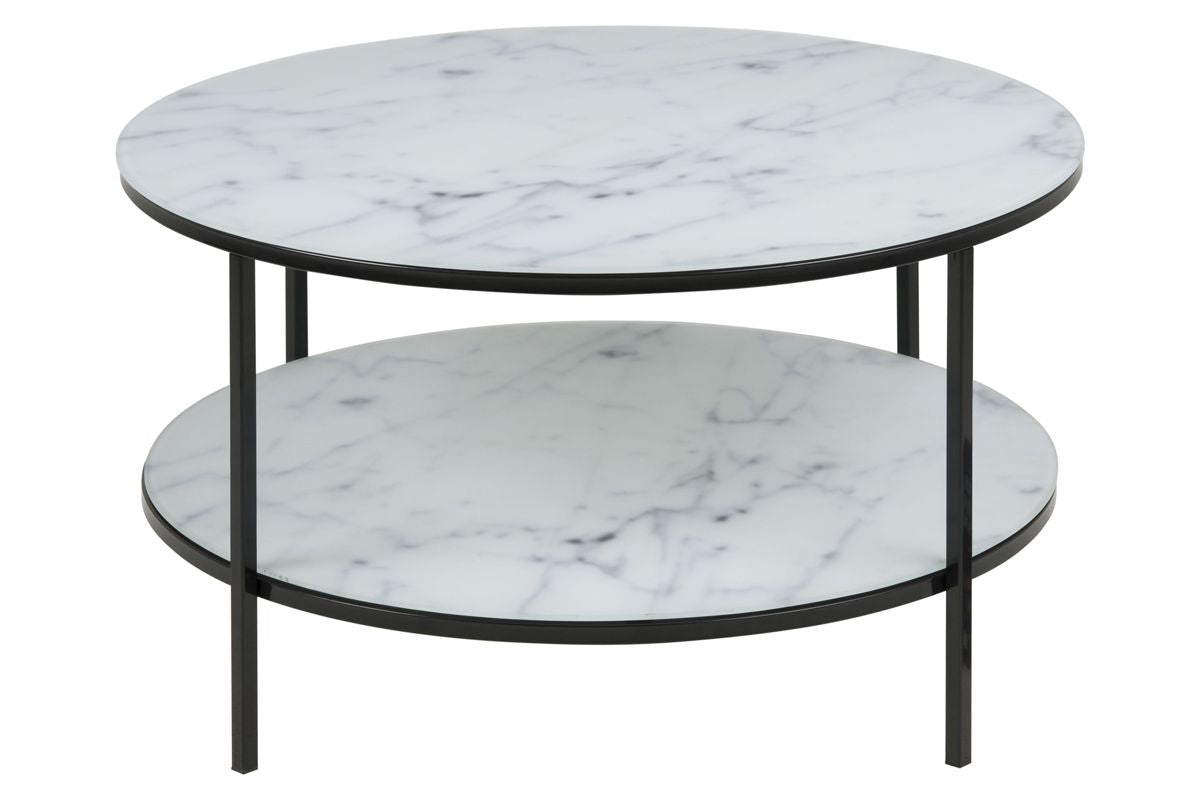 Filippa Coffee table Ø80 m. marble print, White