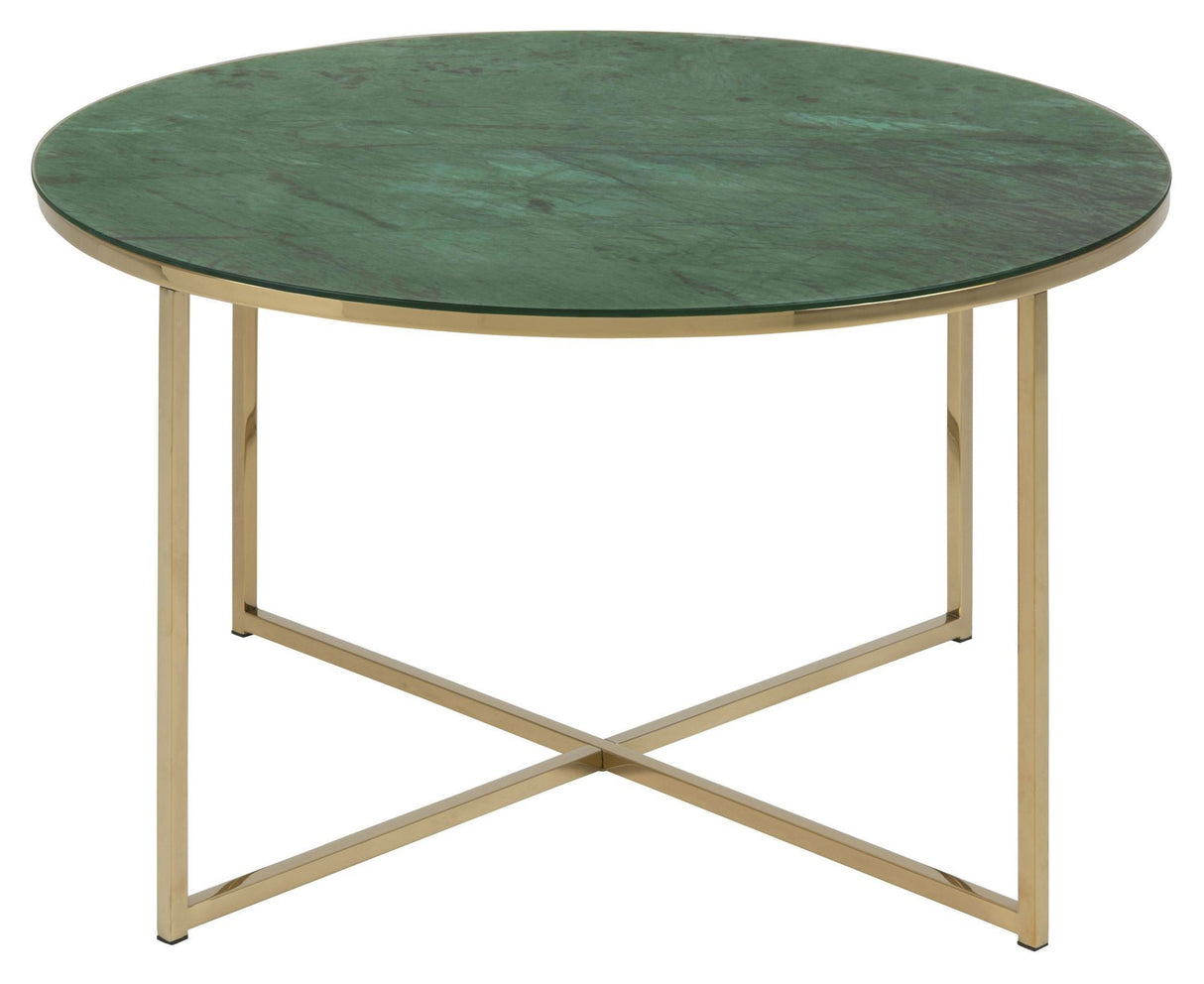 Filippa Coffee table Ø80xH45, Green marble print