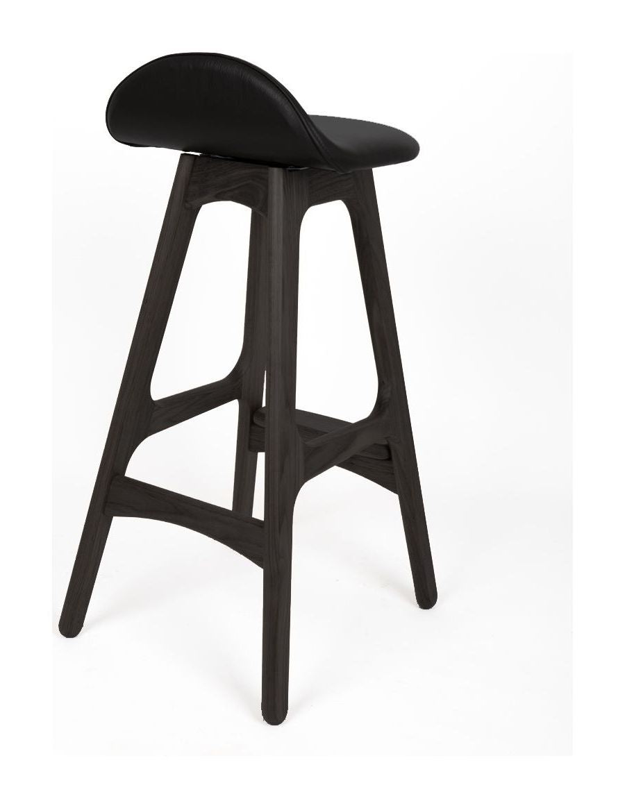 Findahl Buck high Barstool oak/black, Sydney black leather