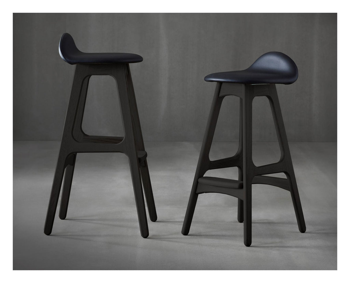 Findahl Buck high Barstool oak/black, Sydney black leather