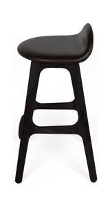 Findahl Buck low Barstool oak/black, Sydney black leather