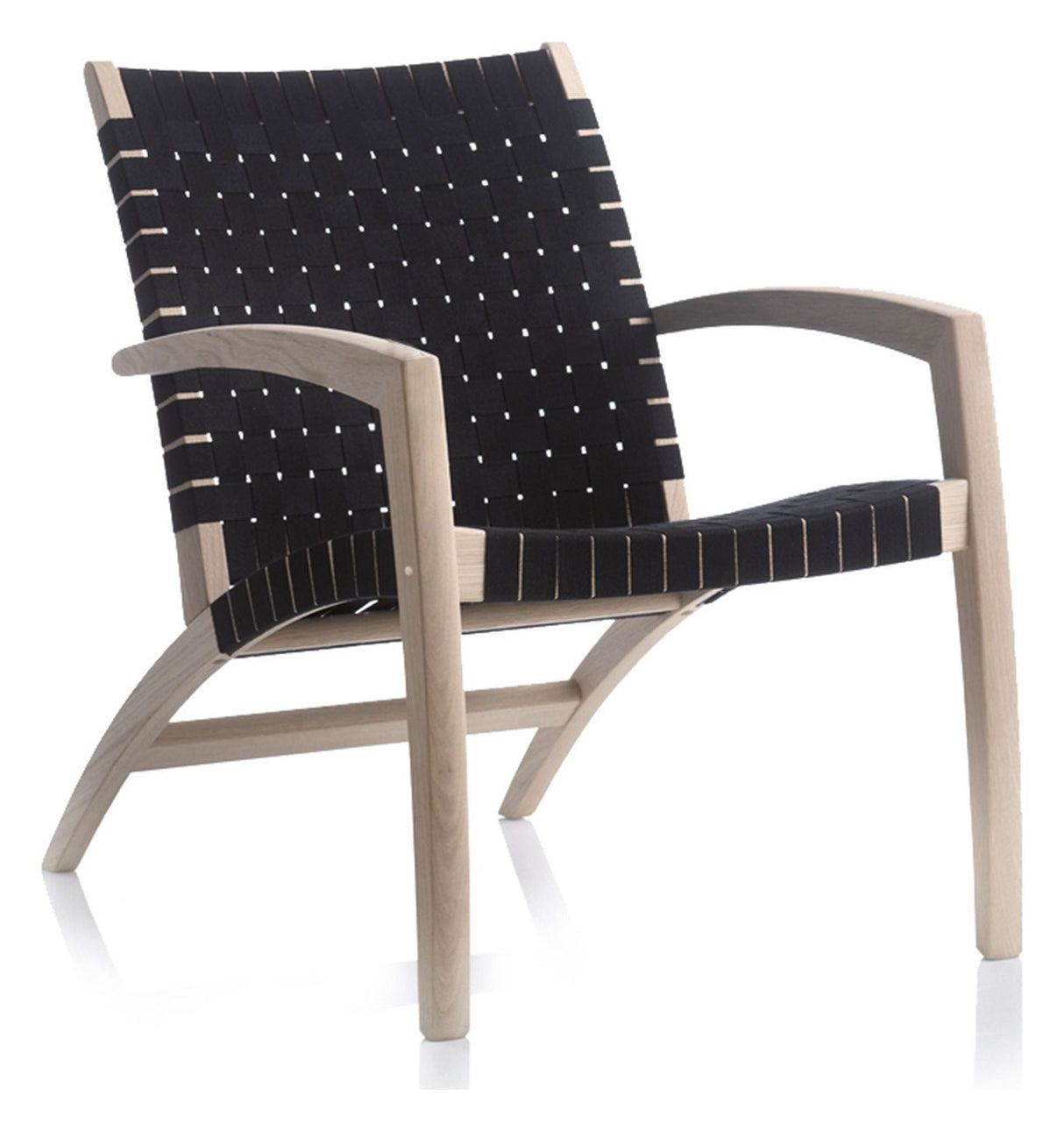 Findahl Luna Lounge Chair, oak/white pig with braided webbing, Black