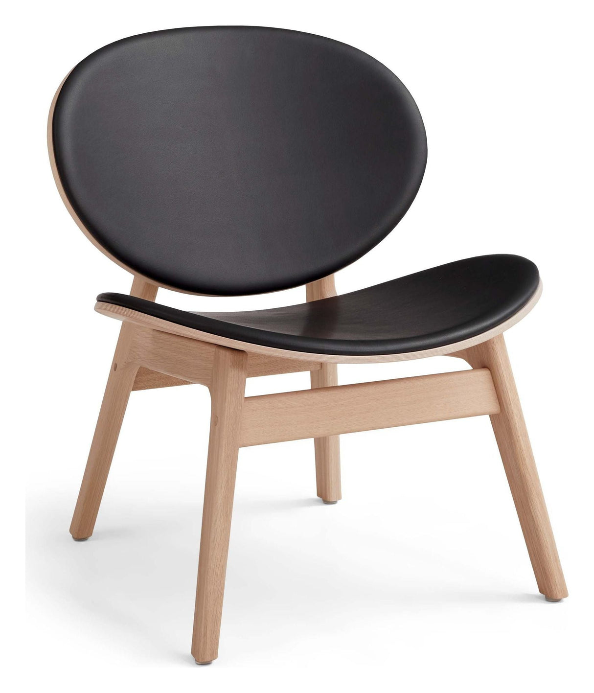 Findahl One Lounge Chair, Oak, Black Leather